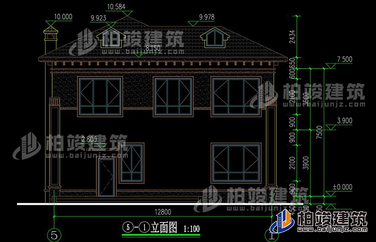 背立面图